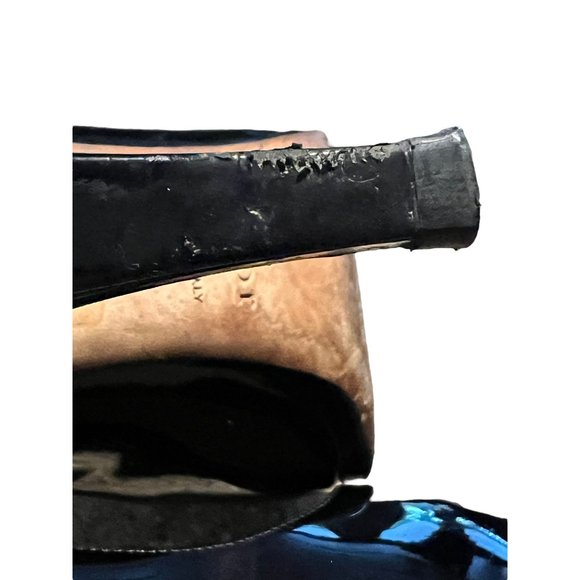 Christian Dior Black Patent Leather Platform Heels Peep Toe 4" heel 38.5 US 8.5 - Picture 6 of 12